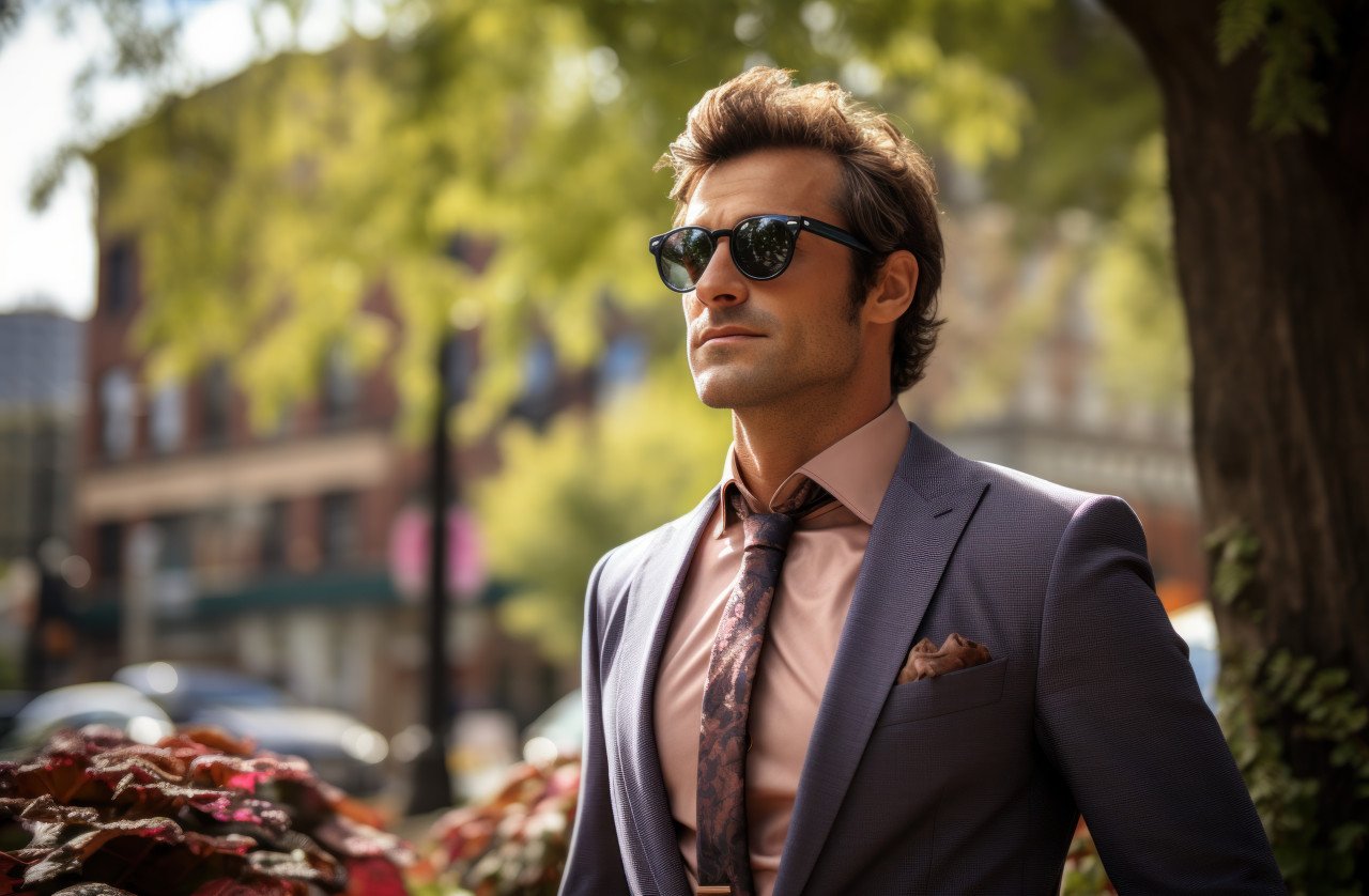 Handsome businessman in business suit outdoors confidence and professionalism