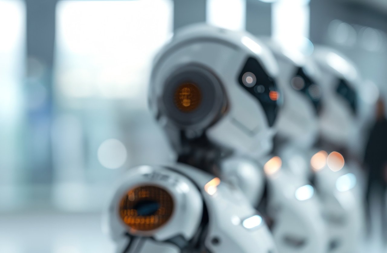 Intelligent robots working together in a busy office