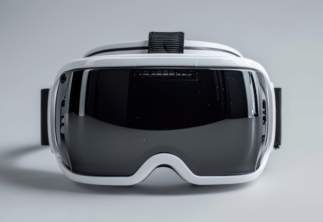 Vr glasses white and black showcased on a plain whitebackground