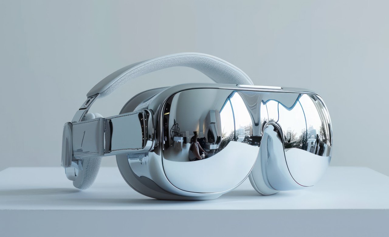 A white vr sitting in a table on white background