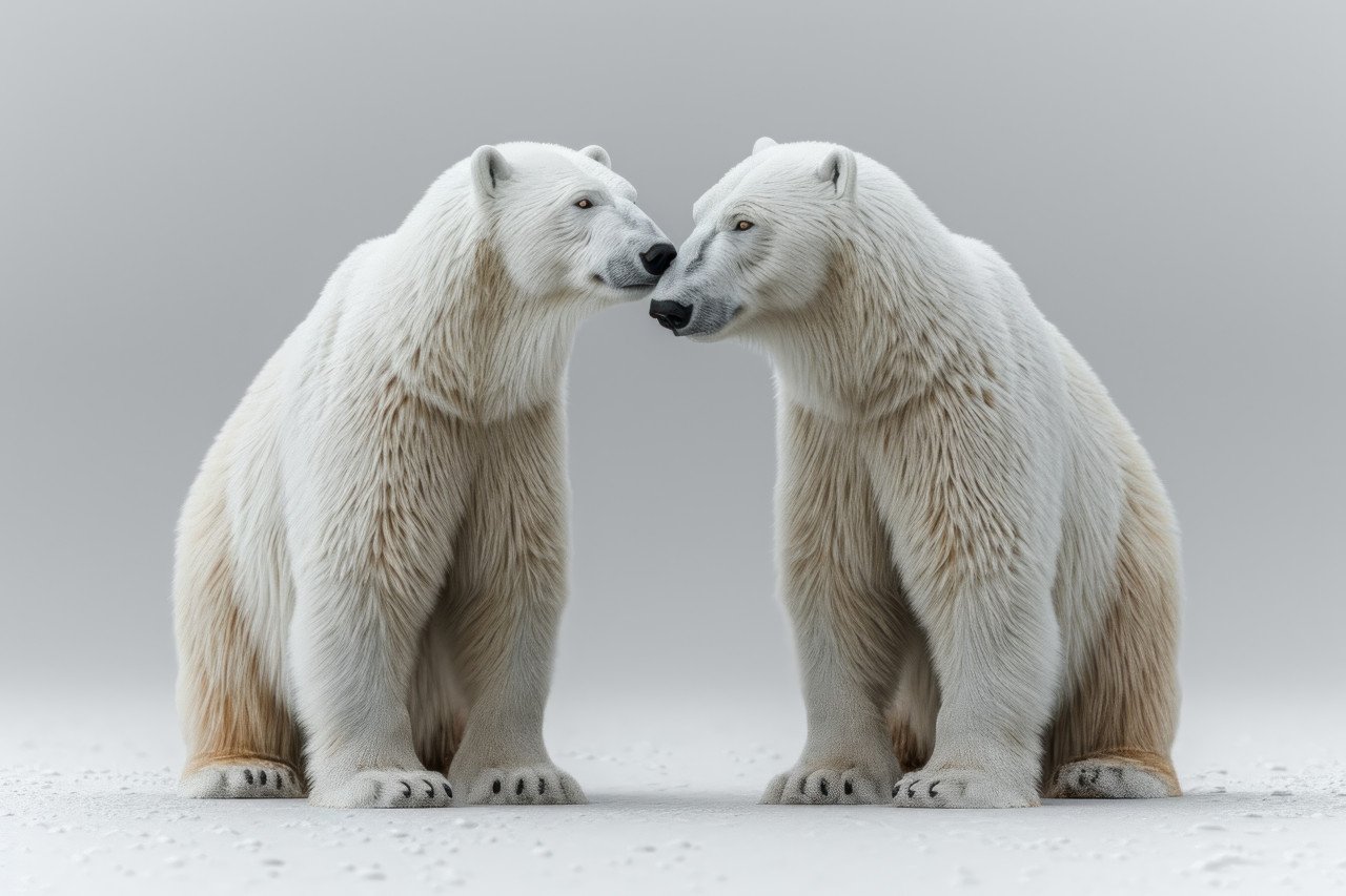 White polar bear standing against a white background