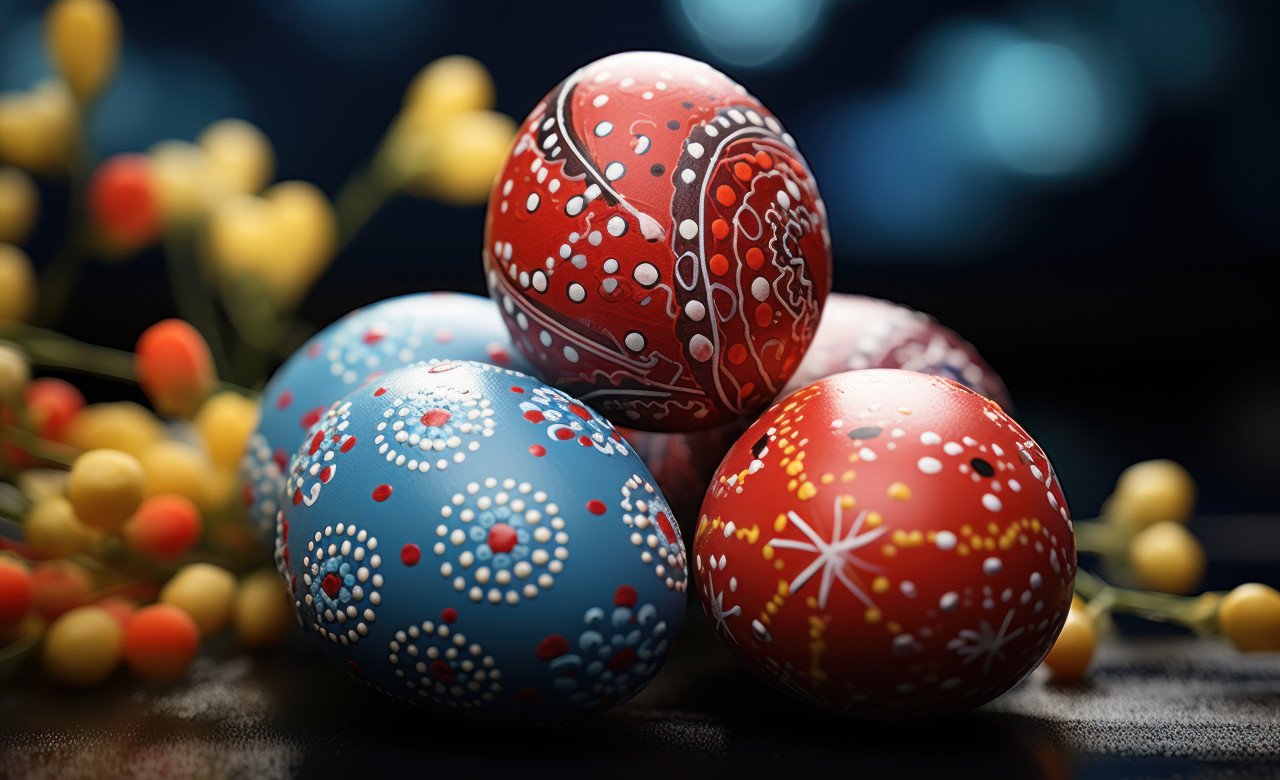 Colorful easter eggs hand painted with love bring a touch of happiness and cheer to the holiday festivities