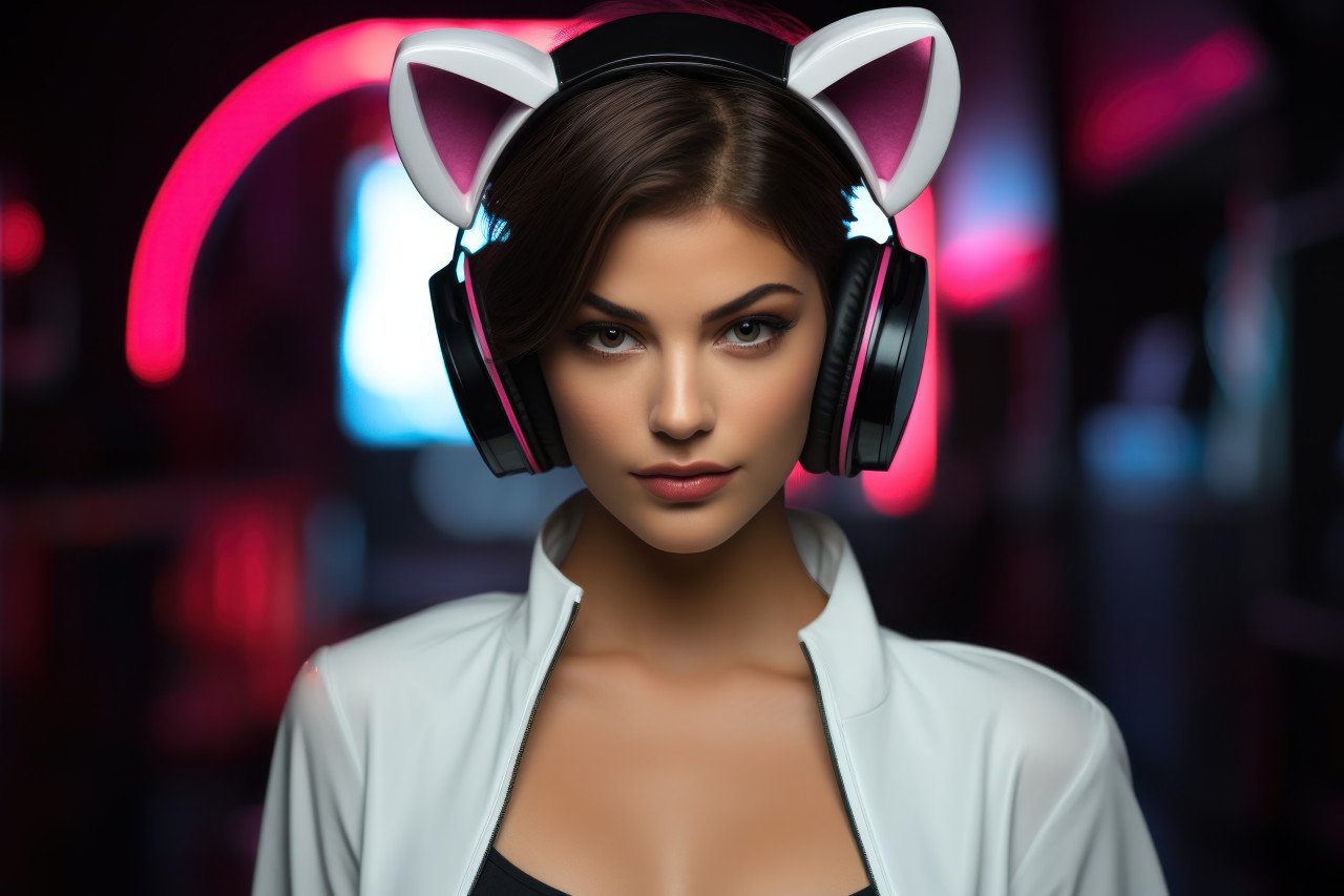 Woman posing with bunny ears and a white top