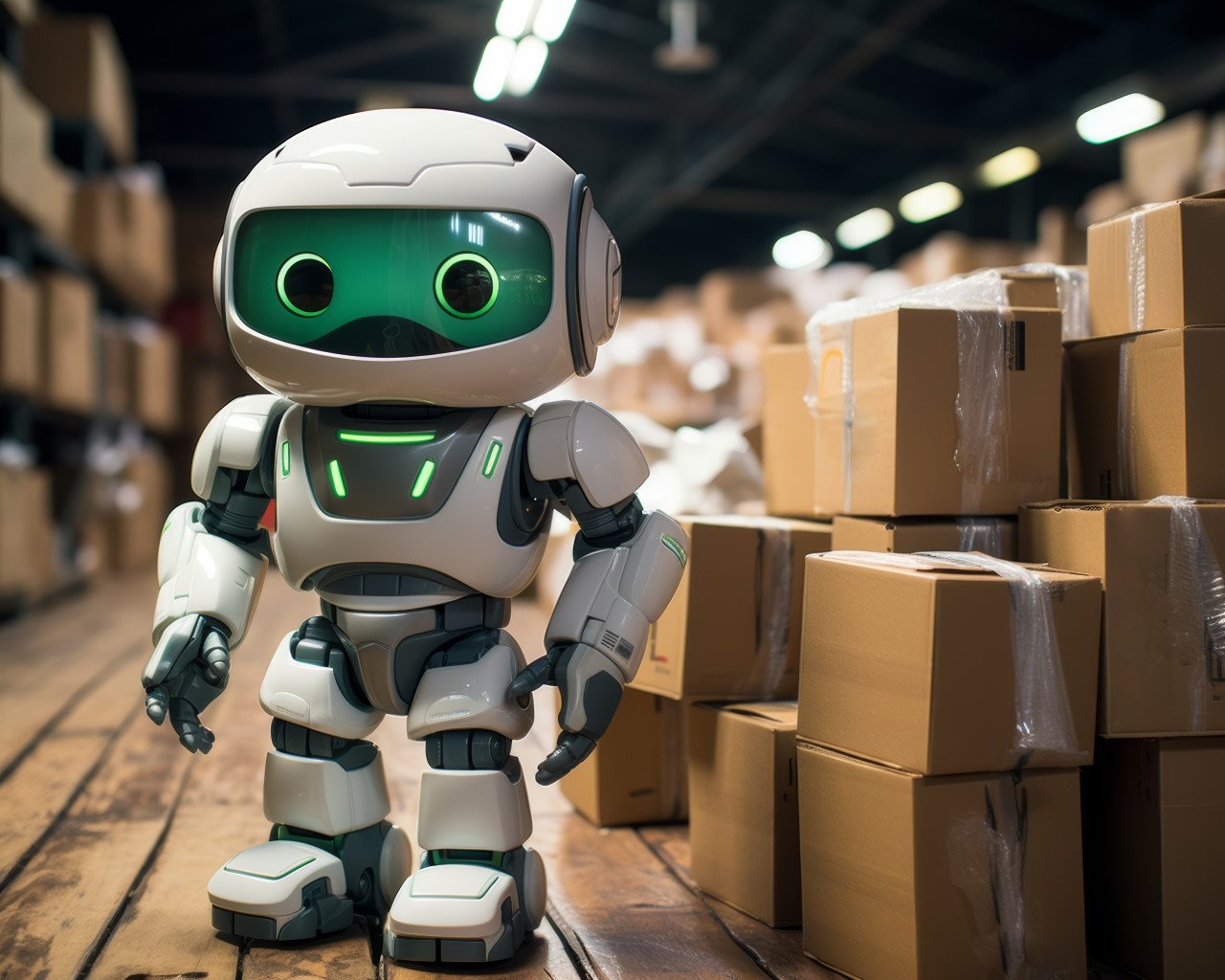 Robot in warehouse carrying boxes efficient automation in action