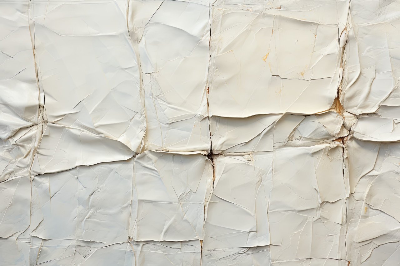 A paper of white fabric displaying subtle scratches