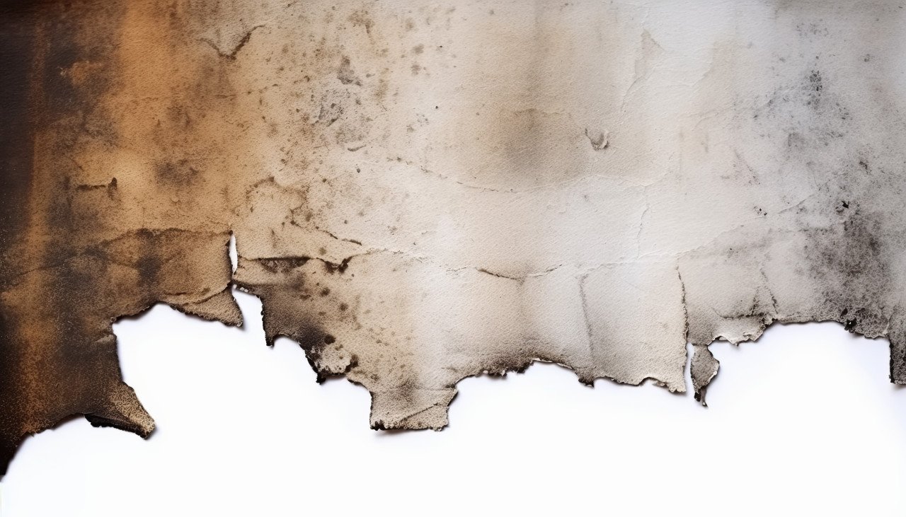 Burned old paper with a grunge texture creating an abstract and vintage background