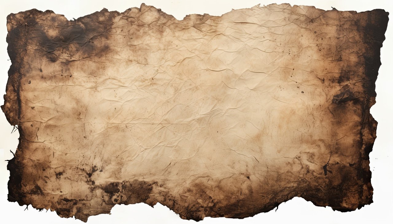 Worn and charred paper with a history bearing the marks of time and memories telling stories of the past