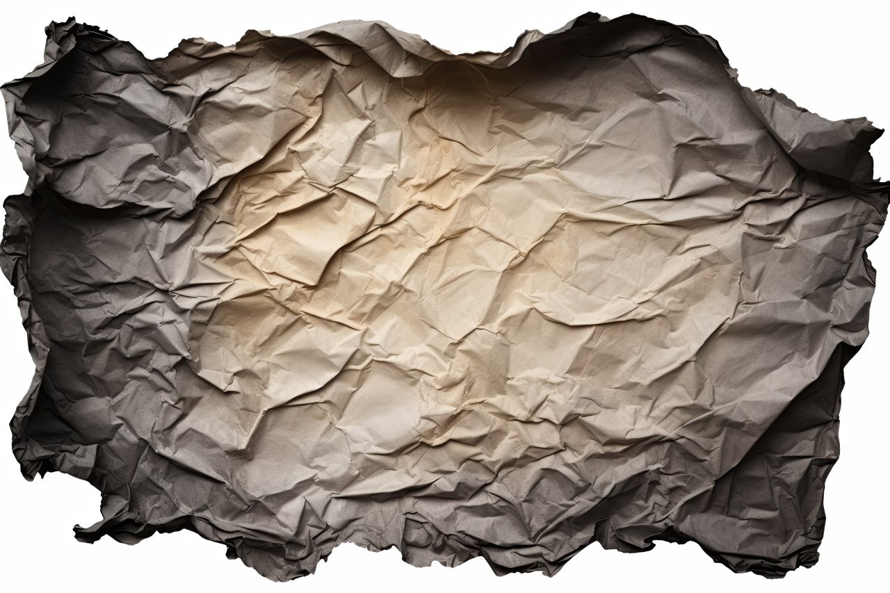 Crumpled paper with burned edges telling a story of resilience and survival