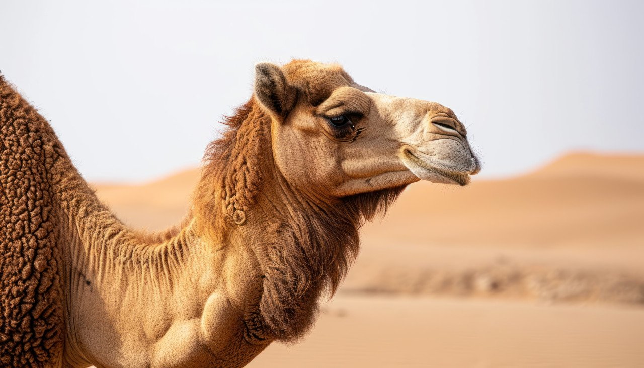 Desert scene with a lone camel
