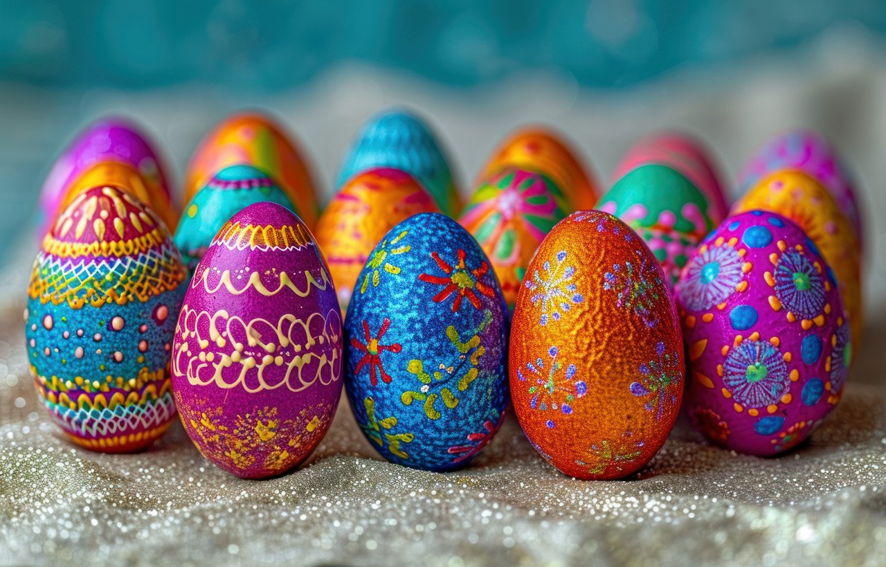 Vibrant easter eggs uniquely designed