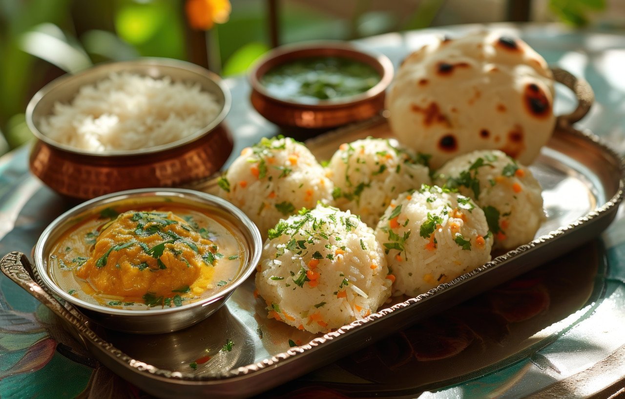Gudi padwa festival dishes on a tray