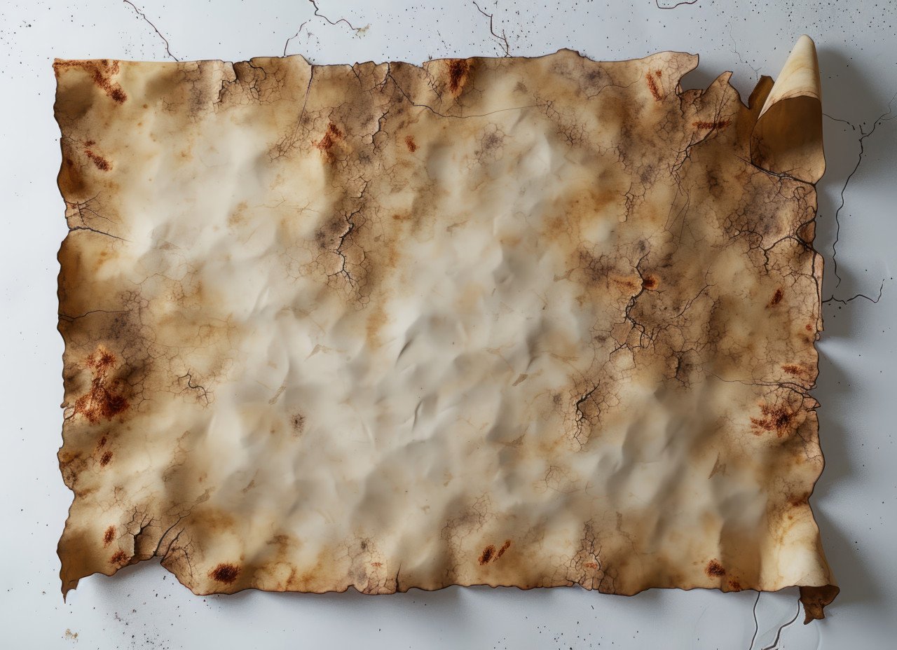 Burn spots paper on a white background