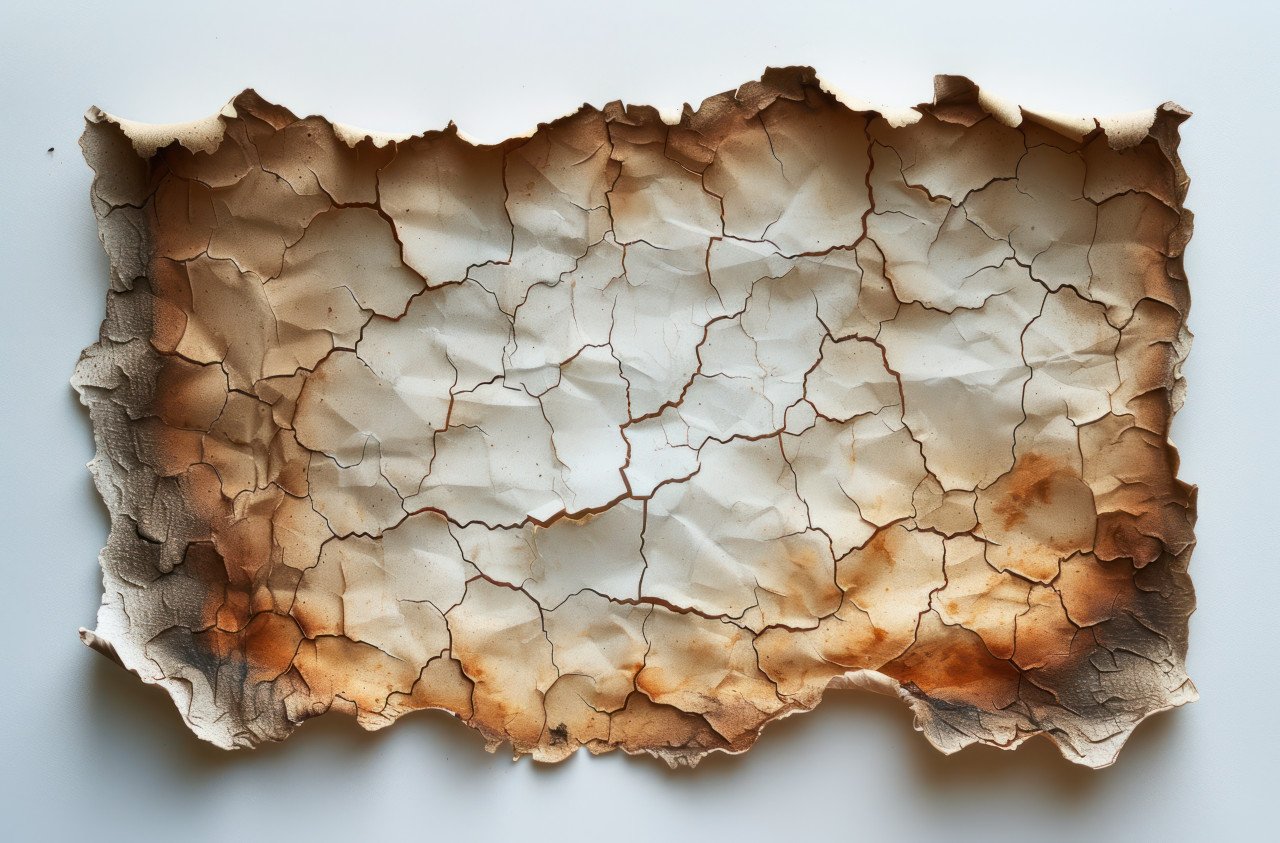 A burnt piece of paper with edges crisped