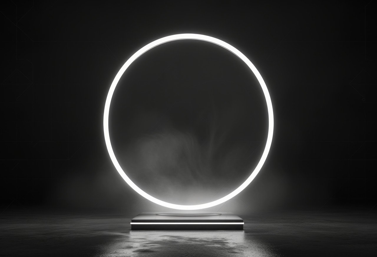 Glowing light bulb on a tabletop stand