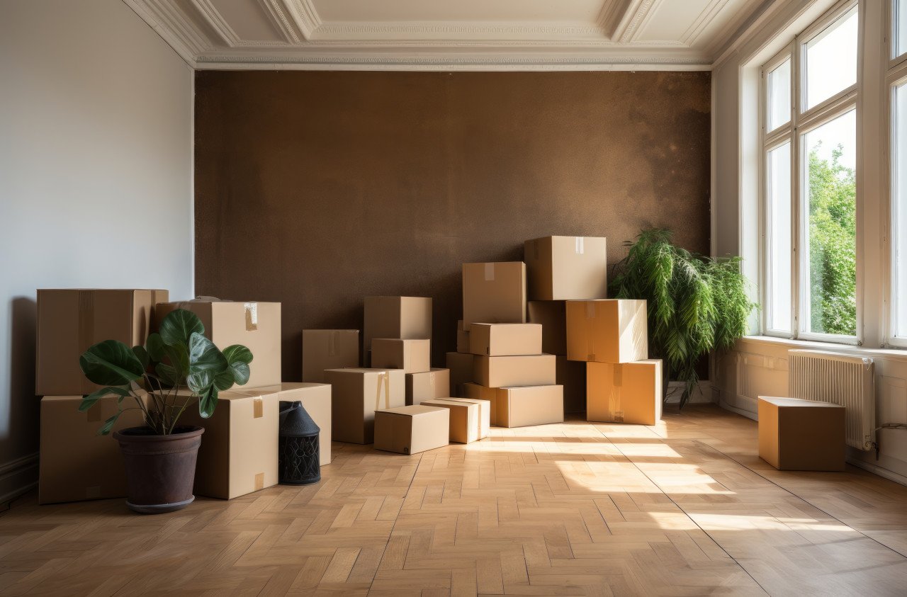 Boxes laid out on the floor