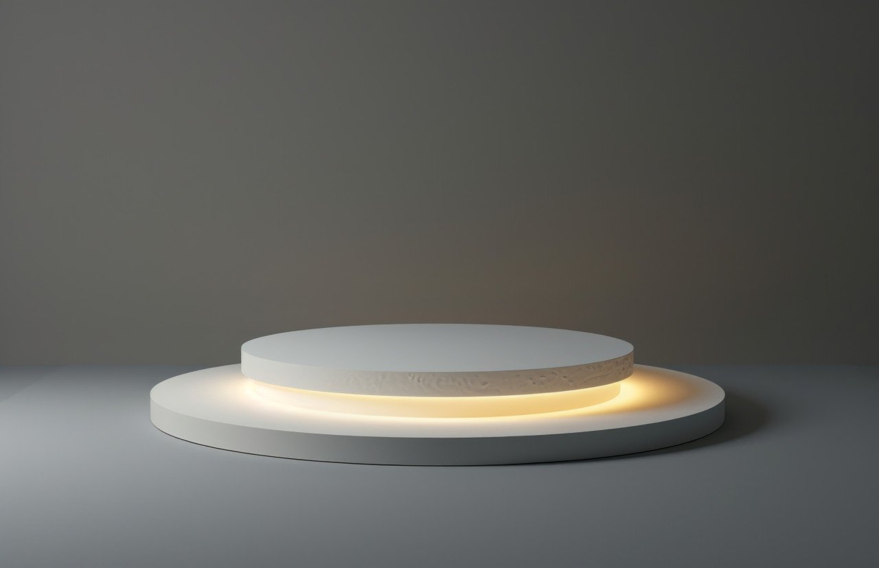 White pedestal on lit gray background simple and elegant