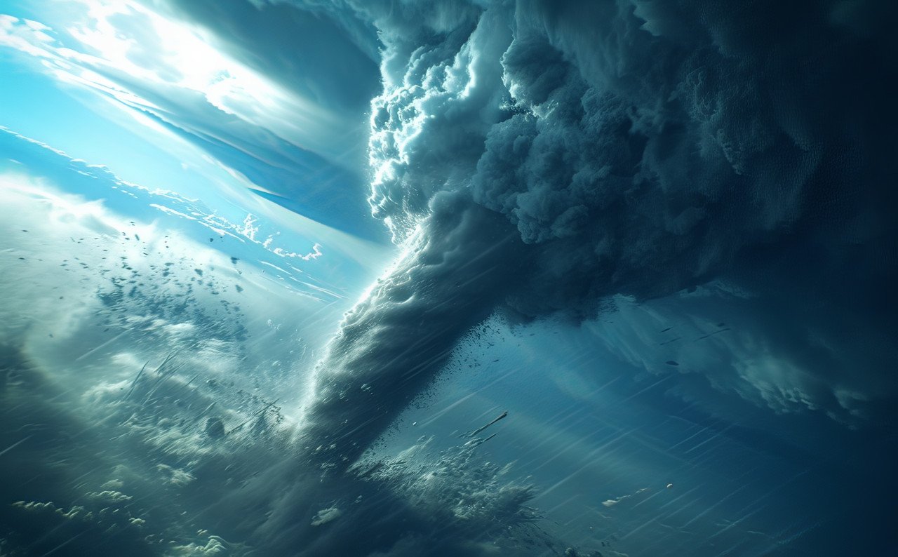 Tornado swirling in the sky a powerful force of nature