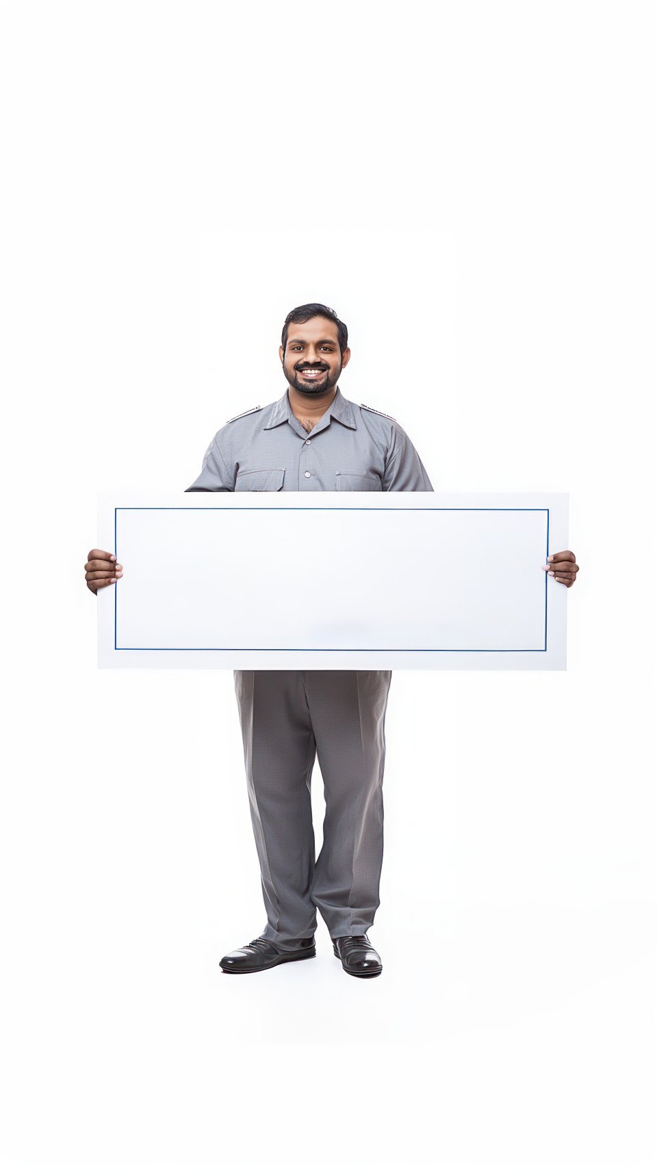 Indian bank officer standing and holding a large check with a white background incentives idea