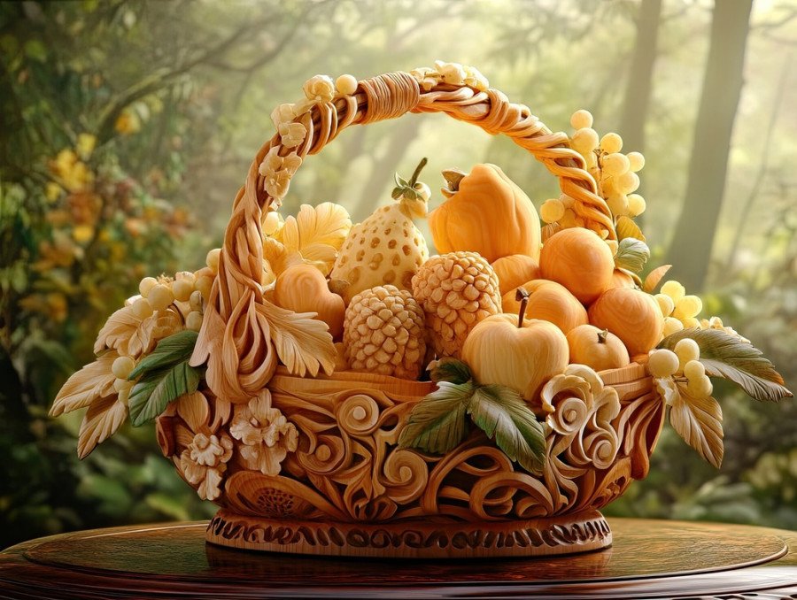 Overflowing basket of fresh fruits