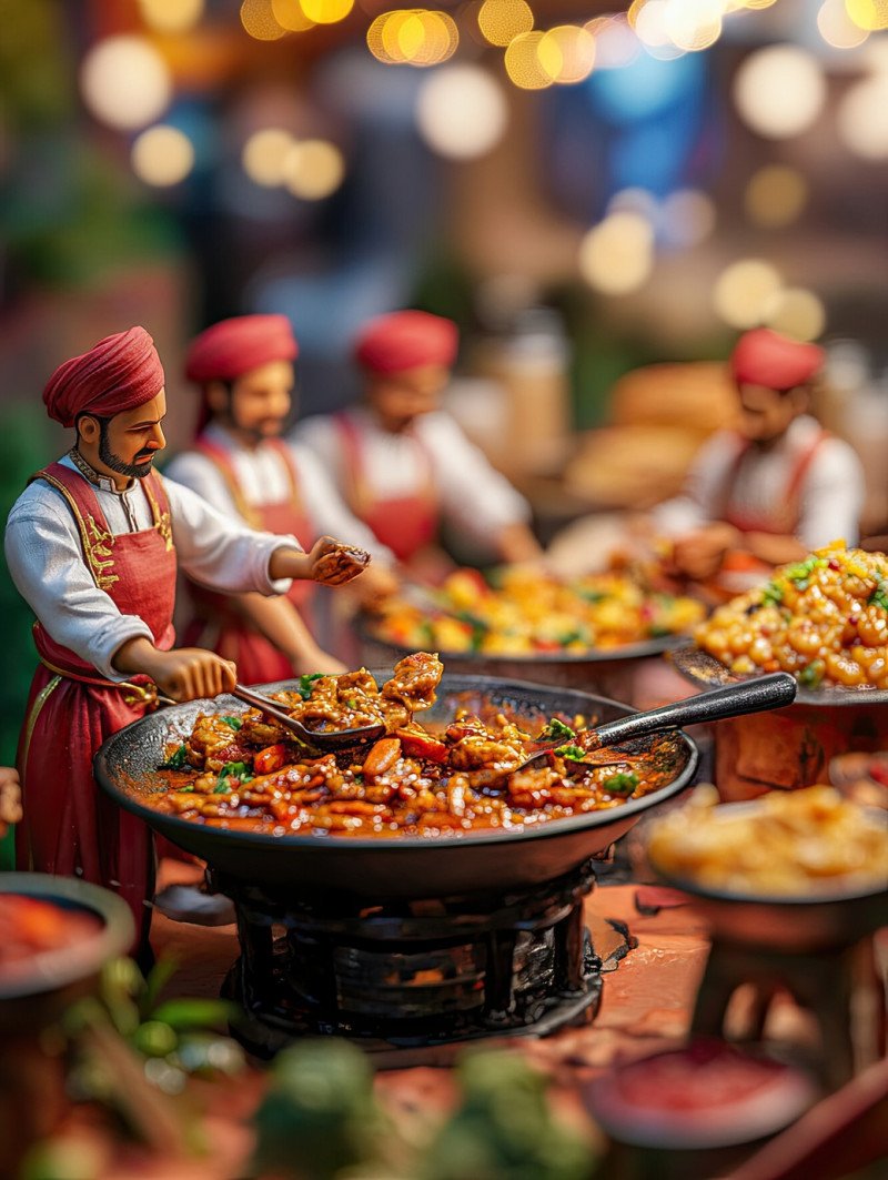A clay tandoor filled with red tinged tandoori chicken