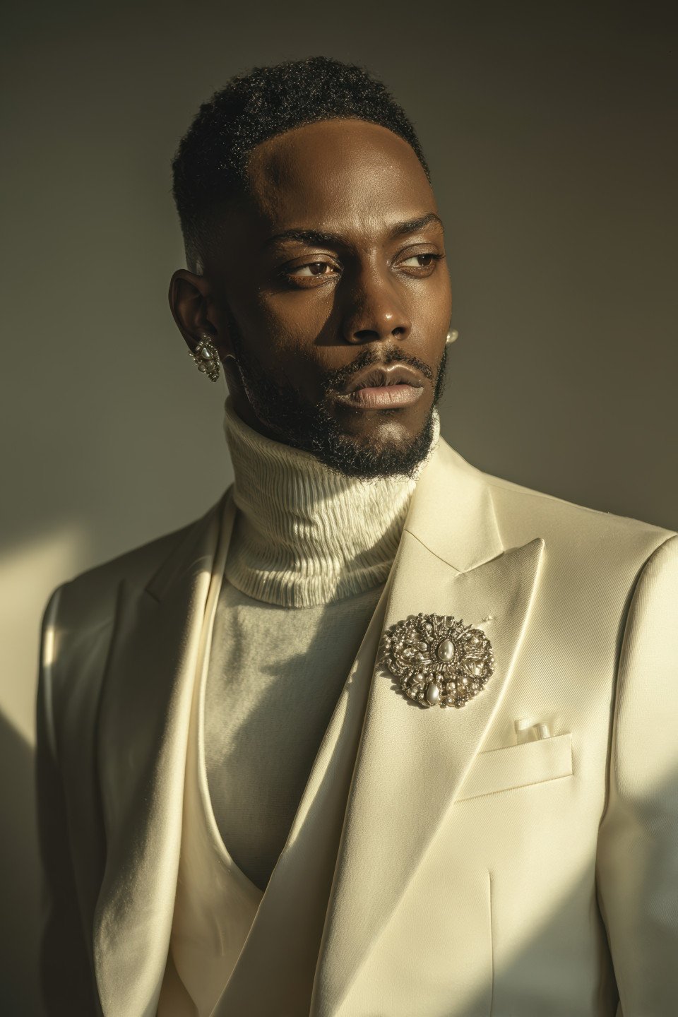 African american man in cream suit