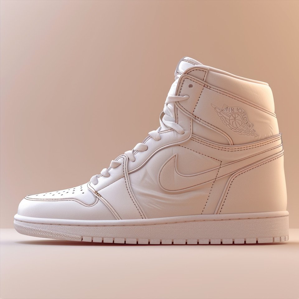 Realistic 3d render of a minimal sneaker on soft white background