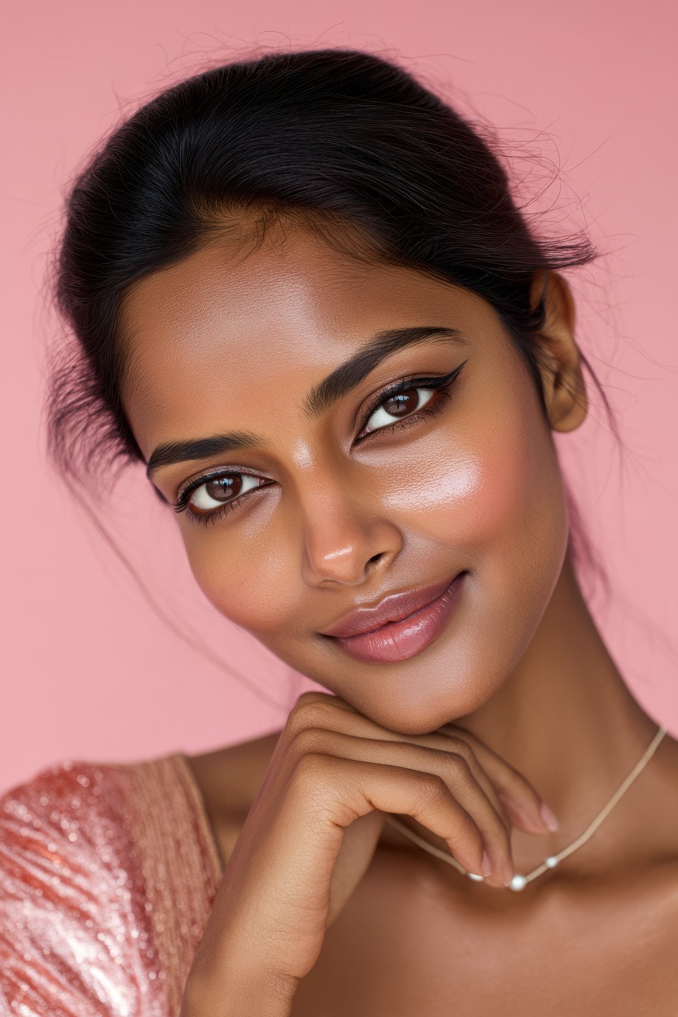 Young indian woman smiling softly