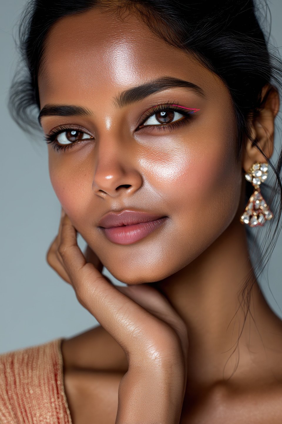 Indian woman with colorful eyeliner