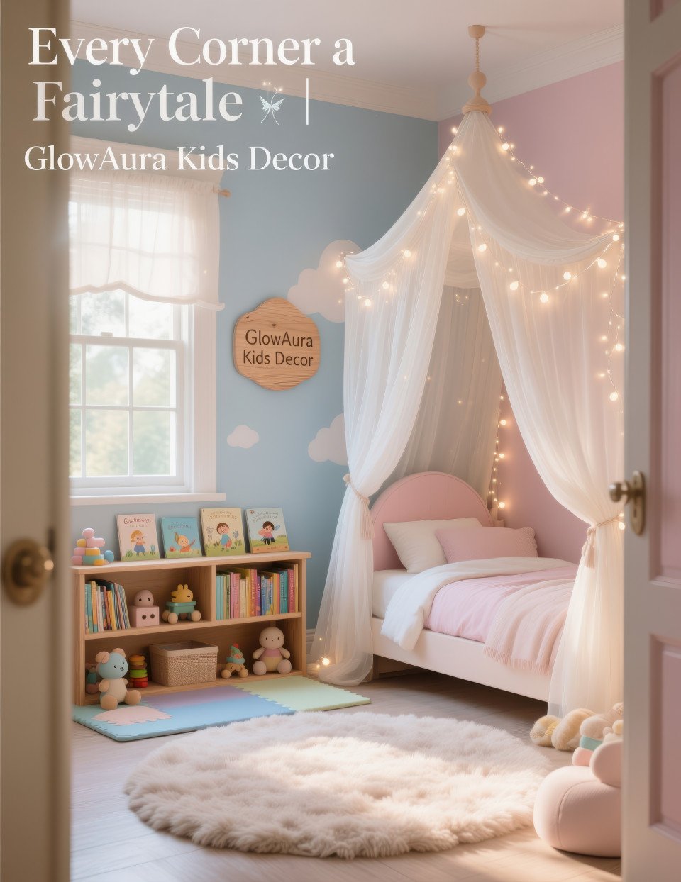 Magical kids room with canopy bed