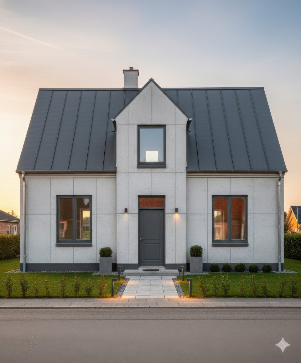 Modern minimalist house with smooth concrete