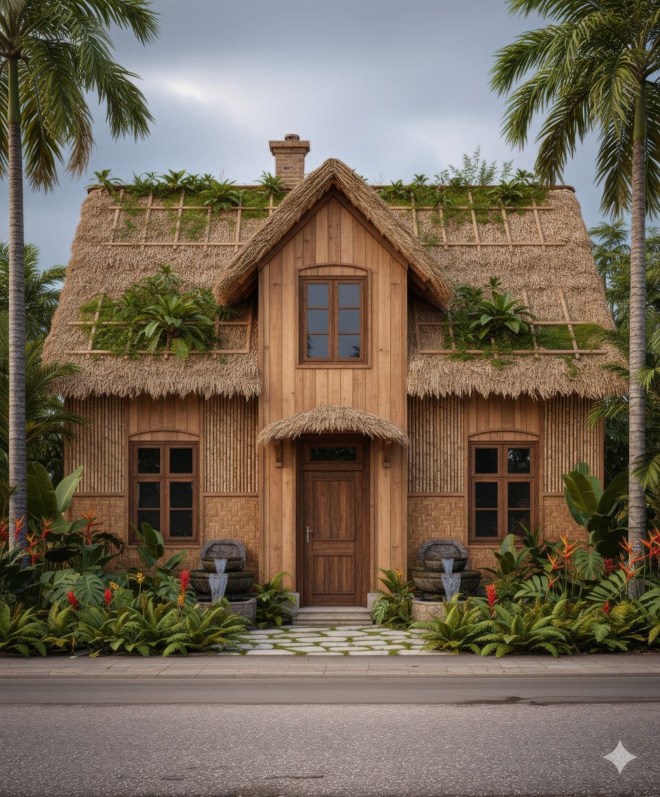 Tropical villa with bamboo walls
