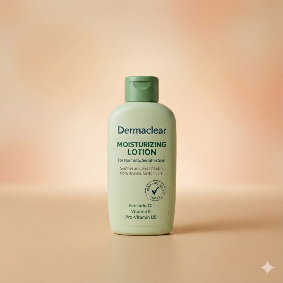 Minimal beauty product portrait with soft neutral gradient backdrop