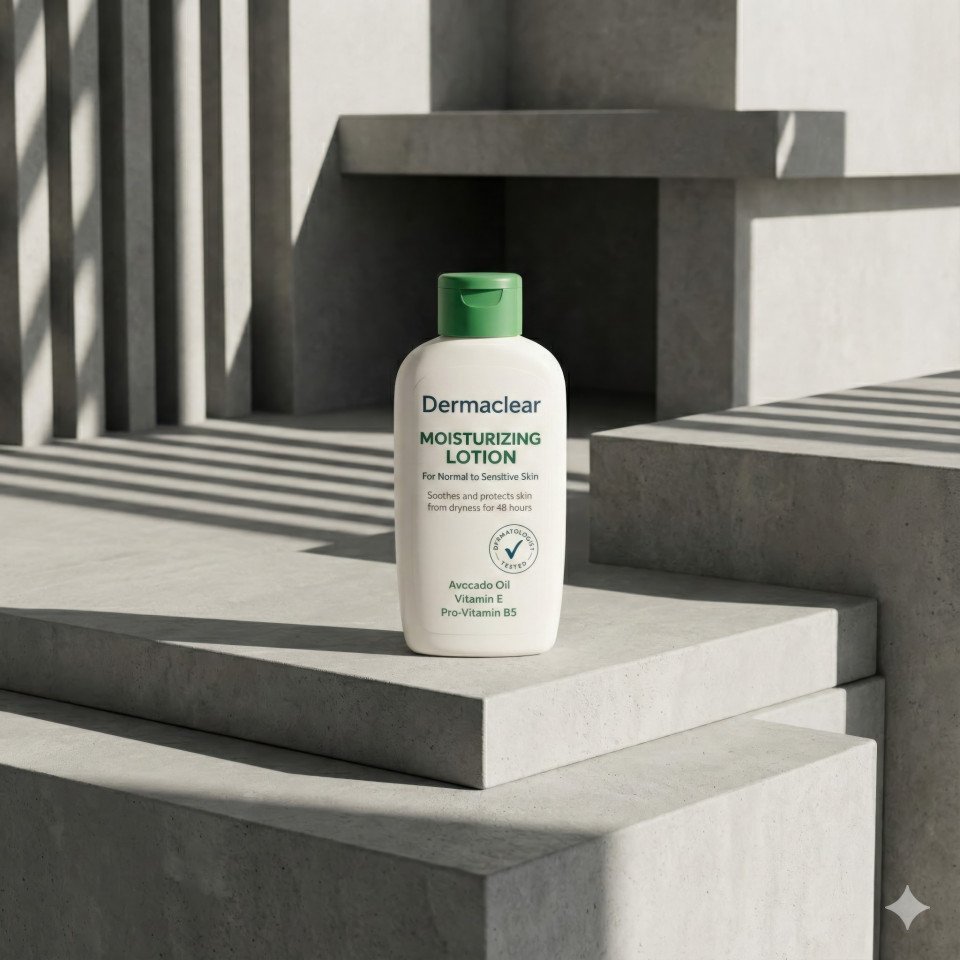 Modern skincare product on architectural concrete platform