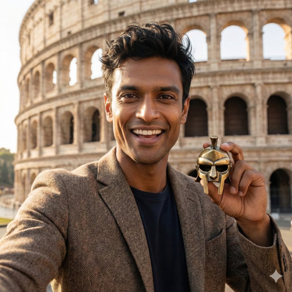 History vlogger self portrait at the colosseum in rome