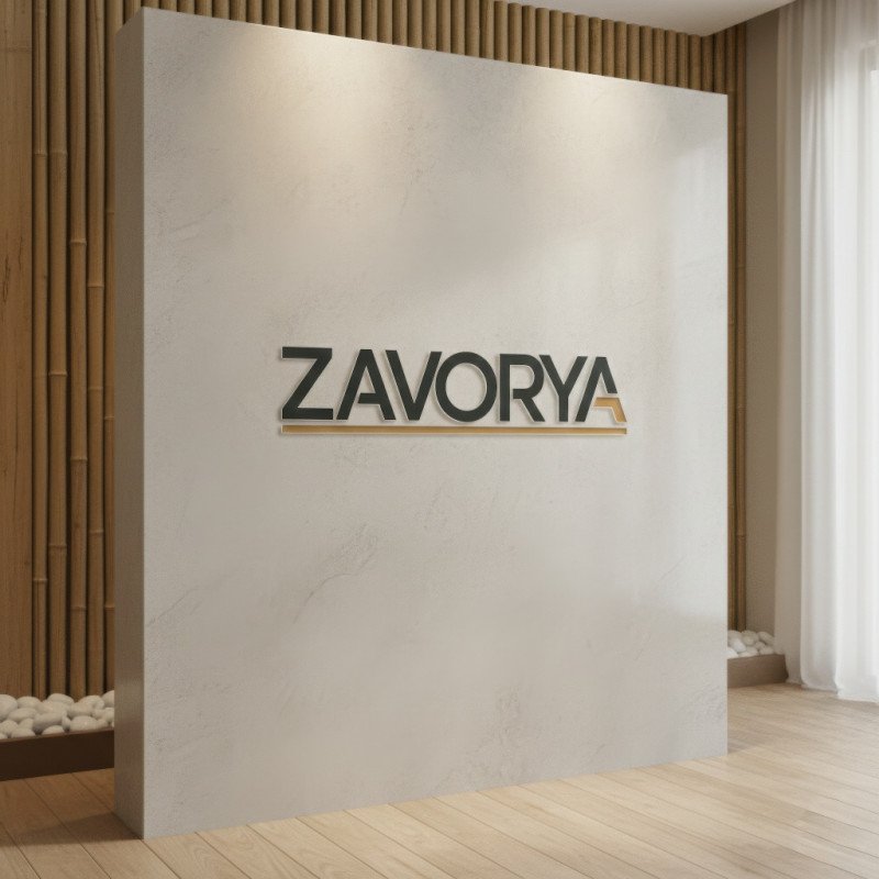 Spa reception stone wall logo branding mockup