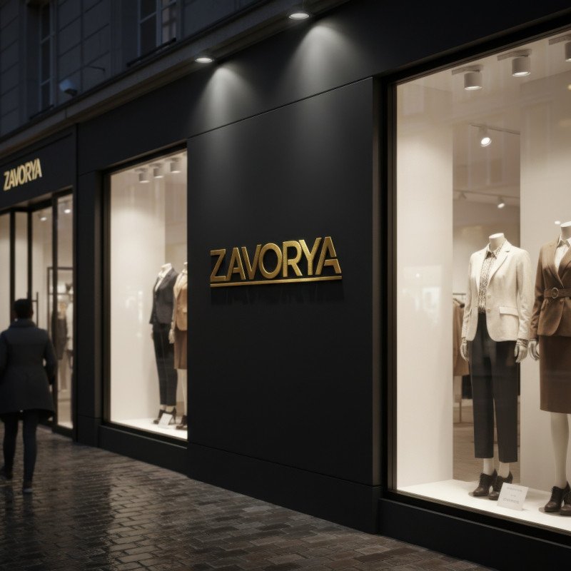 Luxury fashion storefront logo branding mockup