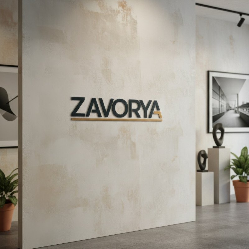 Creative studio reception wall logo branding mockup
