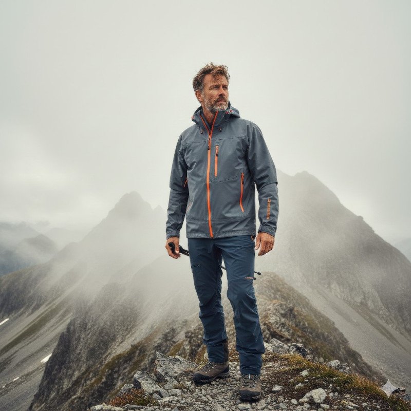 Outdoor adventure portrait of man in alpine landscape