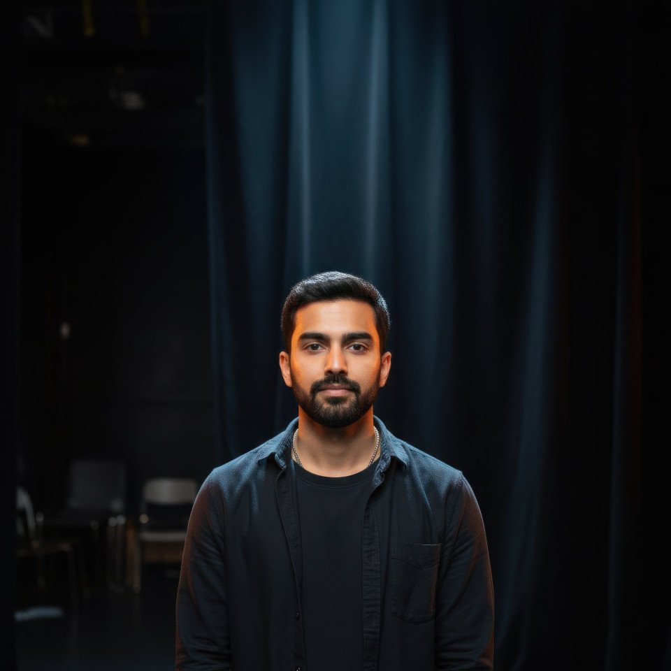 Non binary theater actor artistic character portrait on stage google gemini prompt