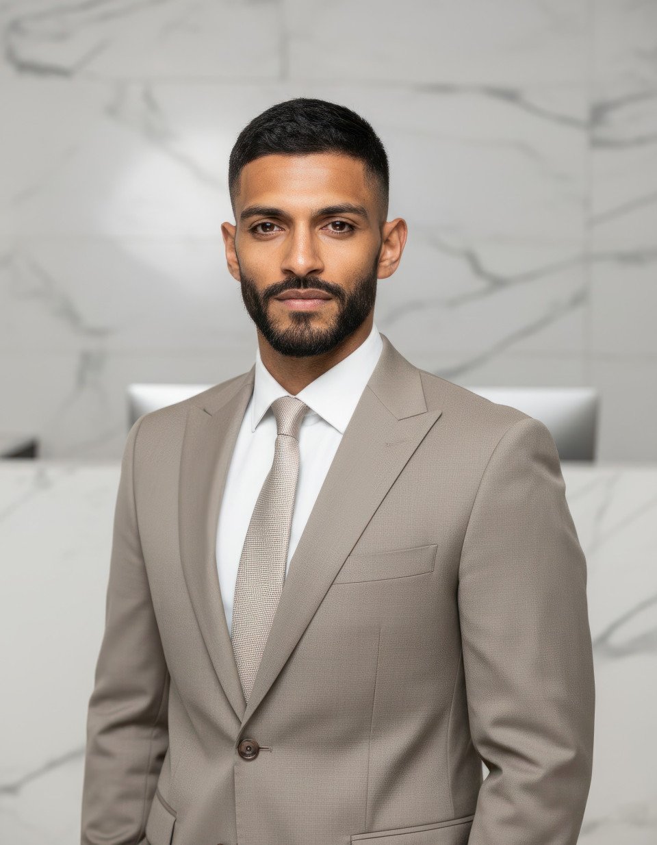 Minimalist reception hr director executive portrait google gemini prompt