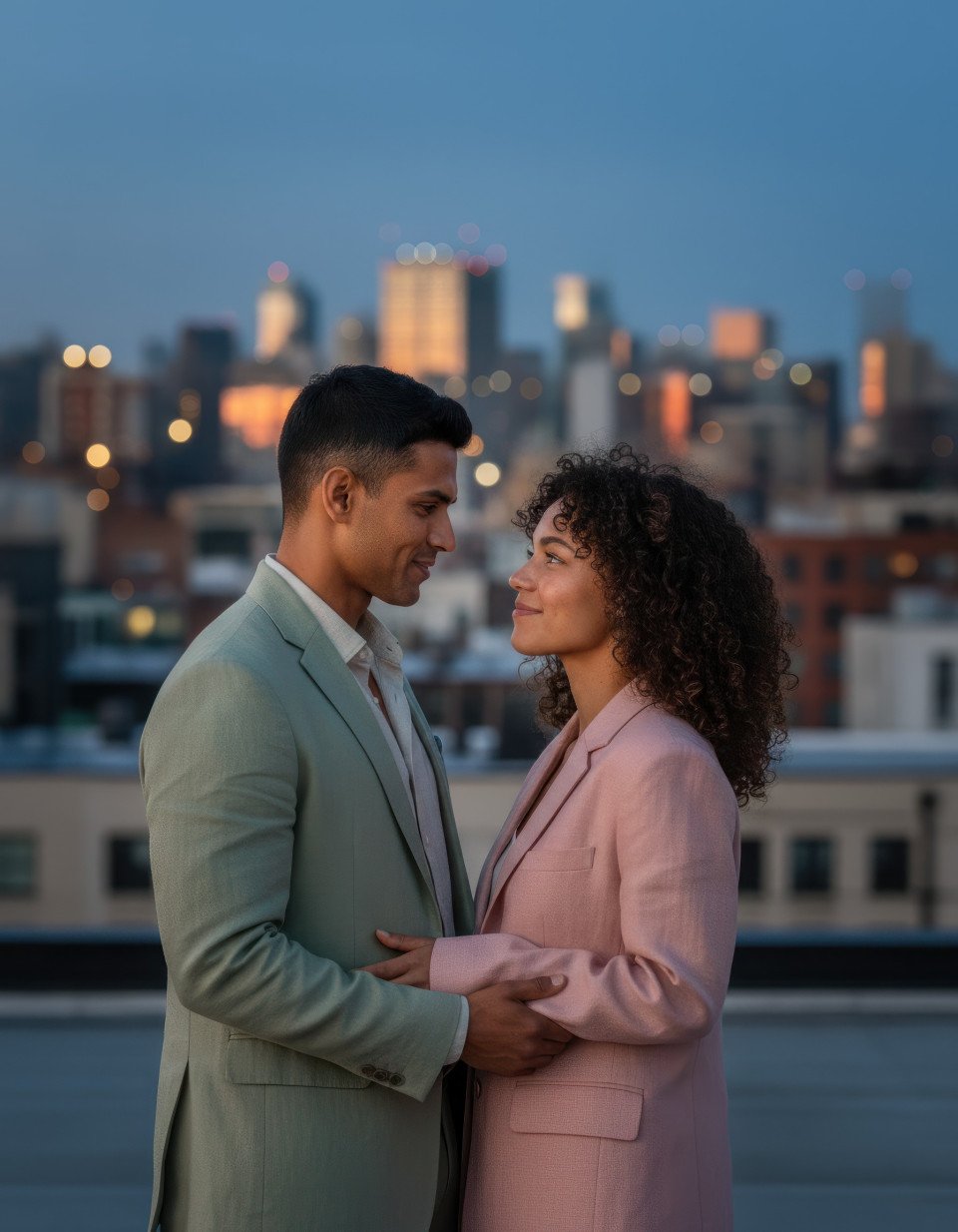Reunited long distance couple on rooftop google gemini prompt