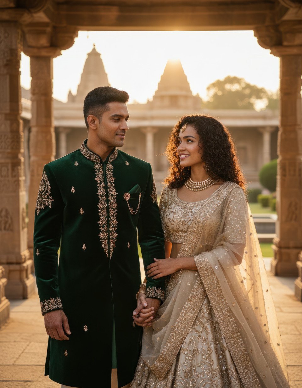 Royal temple couple portrait google gemini prompt