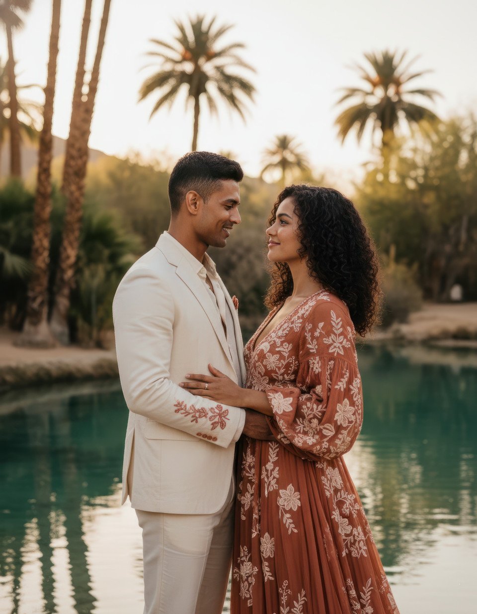 Bohemian desert oasis couple google gemini prompt