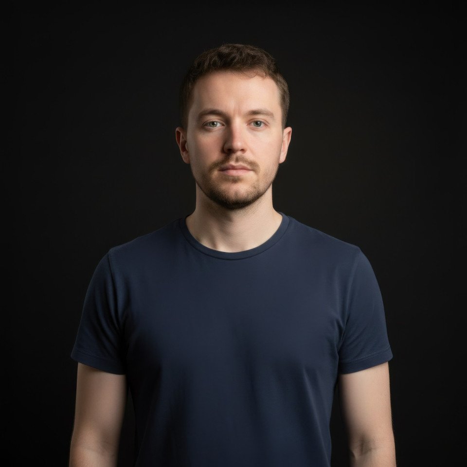 Executive studio portrait on charcoal background google gemini p