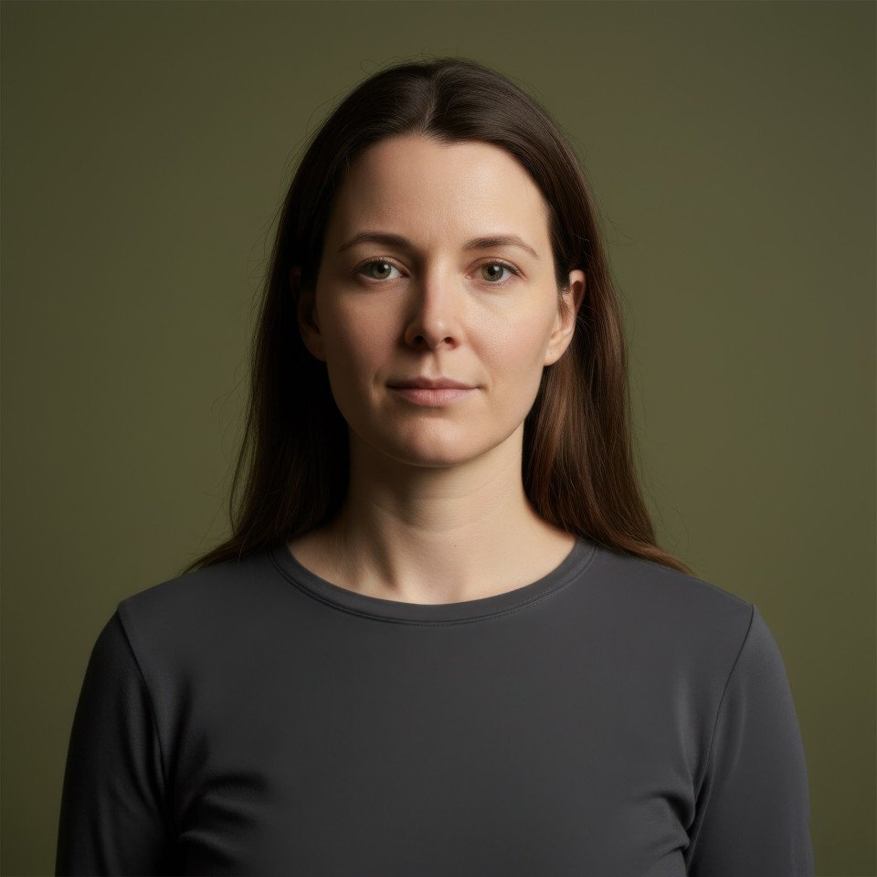 Startup founder studio portrait on olive background google gemin