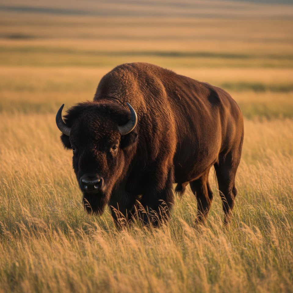 Bison in open grasslands late afternoon google gemini prompt