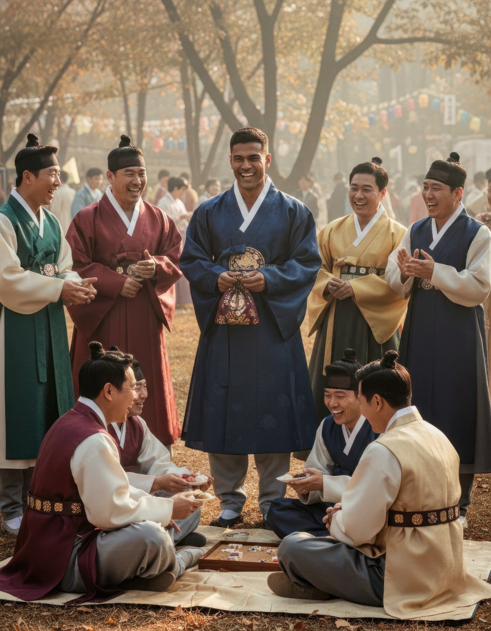 Korean men celebrating chuseok festival google gemini prompt
