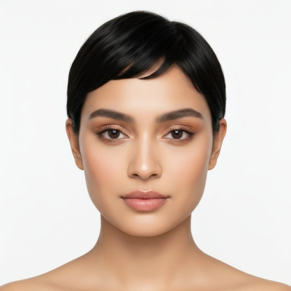 Confident modern woman with sculpted pixie cut google gemini prompt