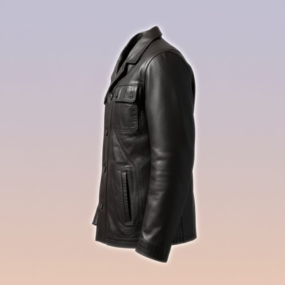 Leather jacket side profile on pastel gradient background google gemini prompt