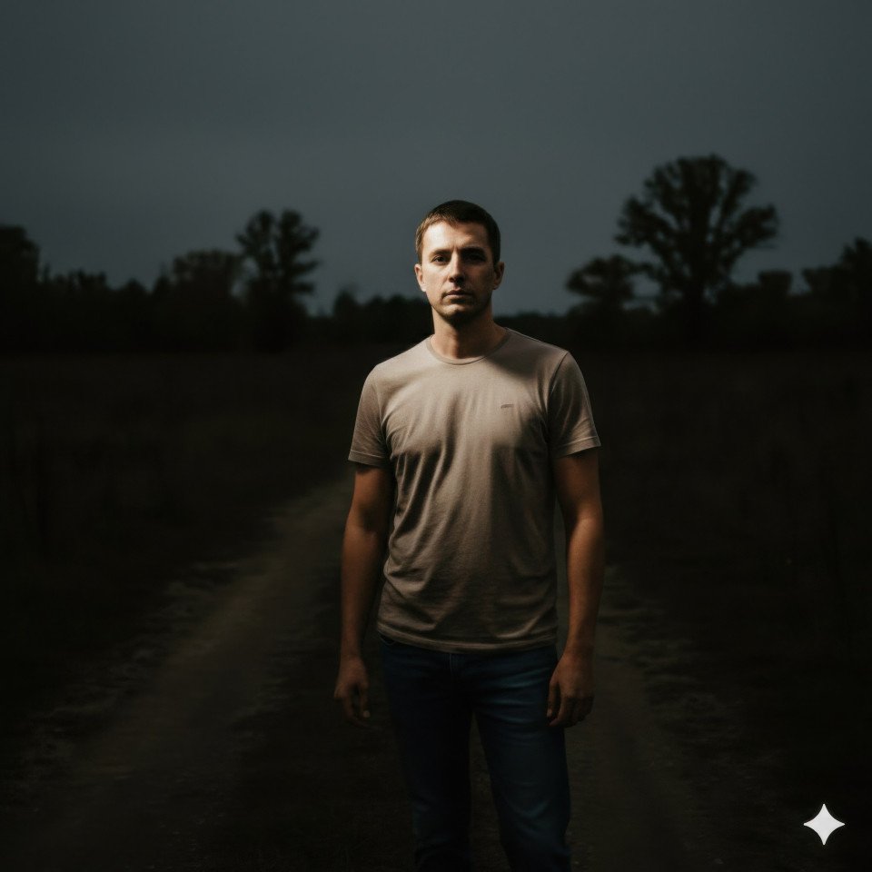 Moody cinematic portrait with diagonal studio lighting and shadows google gemini prompt